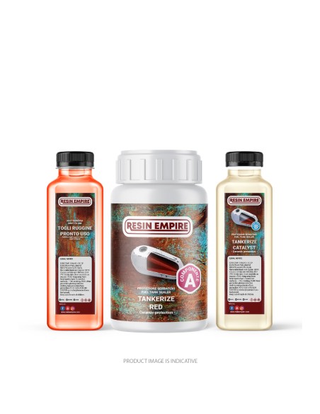 TANKERIZE RED SMALL Rust Treatment Kit for Motorcycle Tanks Max 10L.