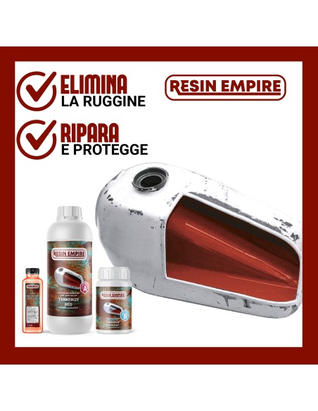 TANKERIZE RED SMALL Rust Treatment Kit for Motorcycle Tanks Max 10L.